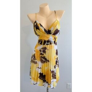 Speechless XL Yellow Floral Watercolor Pleated Mesh Y2K Fairycore Mini Dress